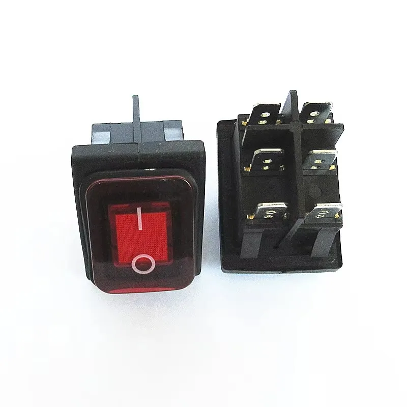 1pcs  KCD4 Waterproof boat type switch 2nd/3rd gear 4/6 feet Lamp equipped rocker switch Silver contact button switch 20A 125VAC
