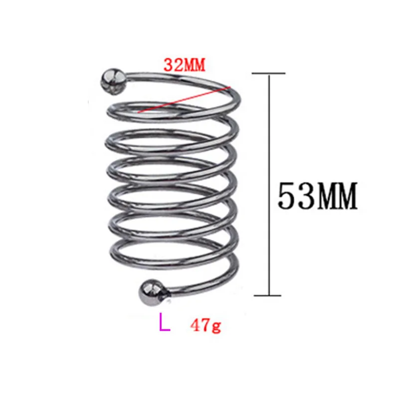 BDSM Male Delay Ejaculation Stainless Steel Penis Dildo Ring Spiral Cock Rings Spring Extended Dick Cage Slave Sex Toys for Men