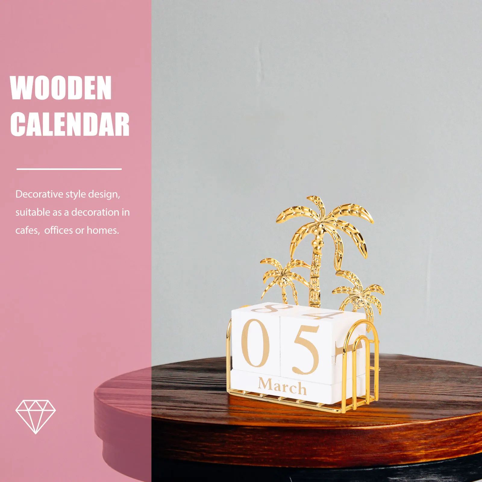 

Wooden Calendar Blocks Stylish Decorative Reusable Perpetual Desk Home Office Cafe Elegant nament Rustic Date St Table
