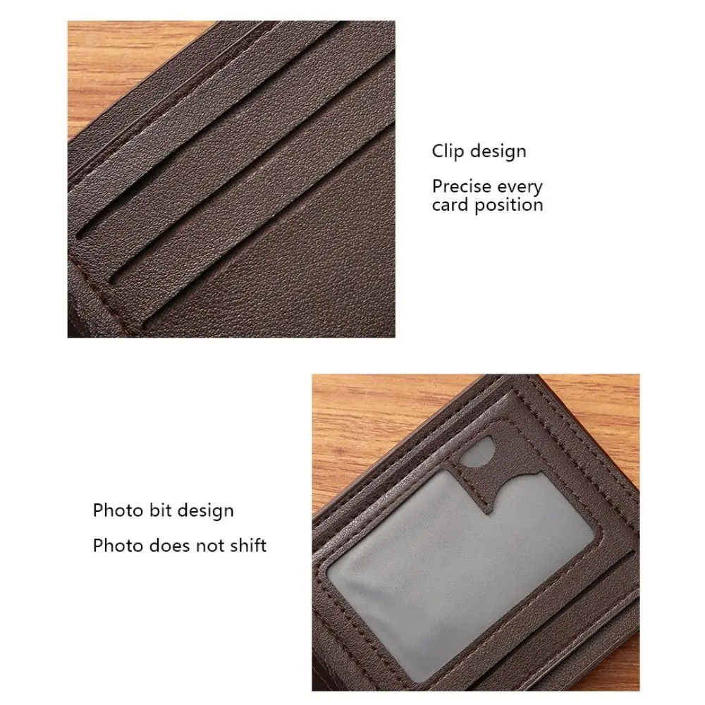 Fashion Plaid Mens Short Wallet Folding PU Leather Card Bag Horizontal Coin Purse Men