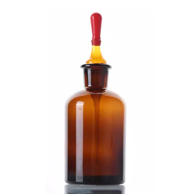 Plastic head brown dropper bottle transparent glass dropper bottle tip chemical experiment equipment teaching 30/60/125/250ml