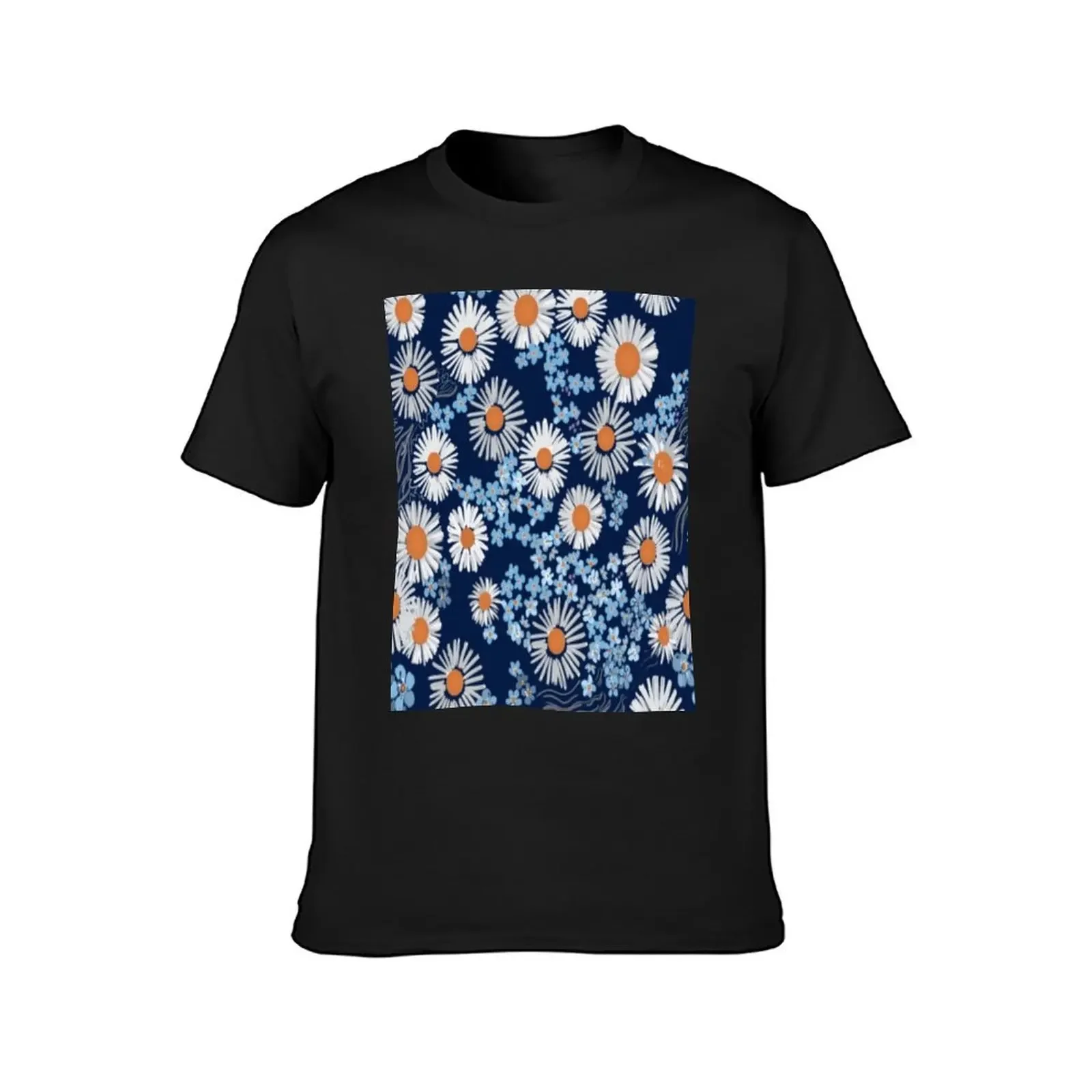 chamomile and forget-me-not beautiful floral pattern T-Shirt boys animal print summer top men clothings