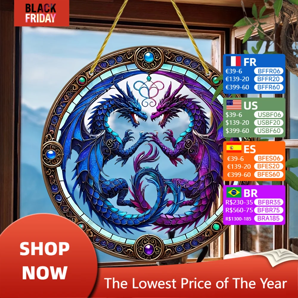 

Four Seasons Acrylic Catcher - Dragon Ring Design, Window Pendant, Ideal Gift for Home, Suitable for Restaurants and Room Walls