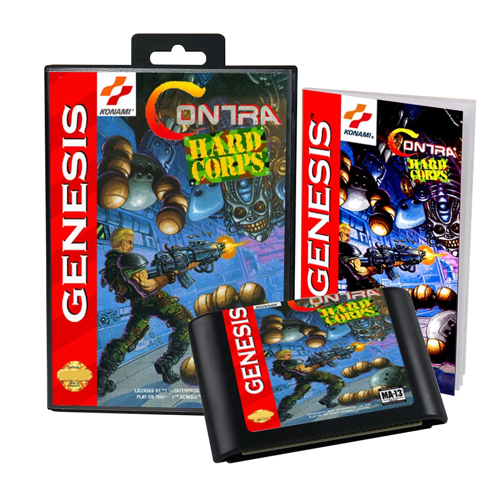 Contra The Hard Corps USA Cover Game for SEGA MD Mega Drive Genesis Consoles Game Cartridge Box Manual