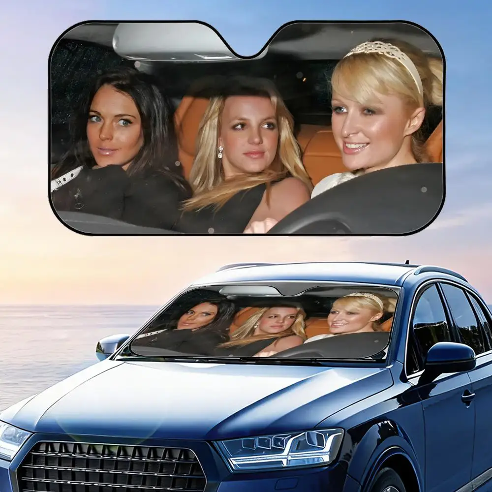 Paris  Linsay Lohan  Spears Sun Visor Reusable Aluminum Foil UV Protector Heat Three-layer Insulation Windshield Sunshades