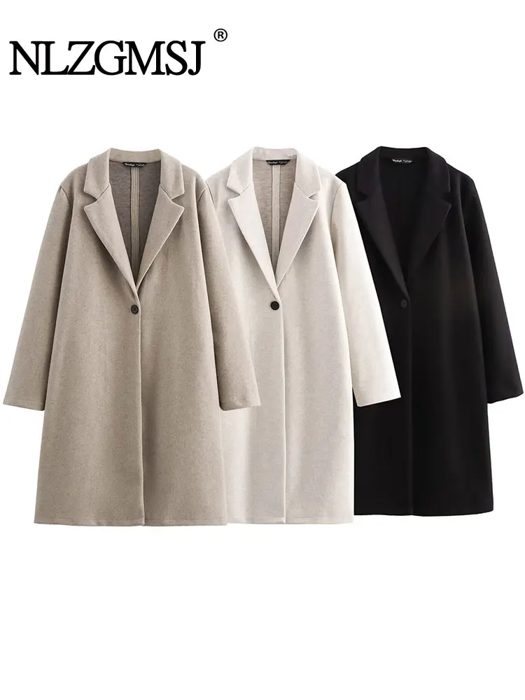 

NLZGMSJ 2025 осеннее пальто, новая мода, пальто с длинными рукавами и одной пряжкой, женское уличное элегантное новое пальто