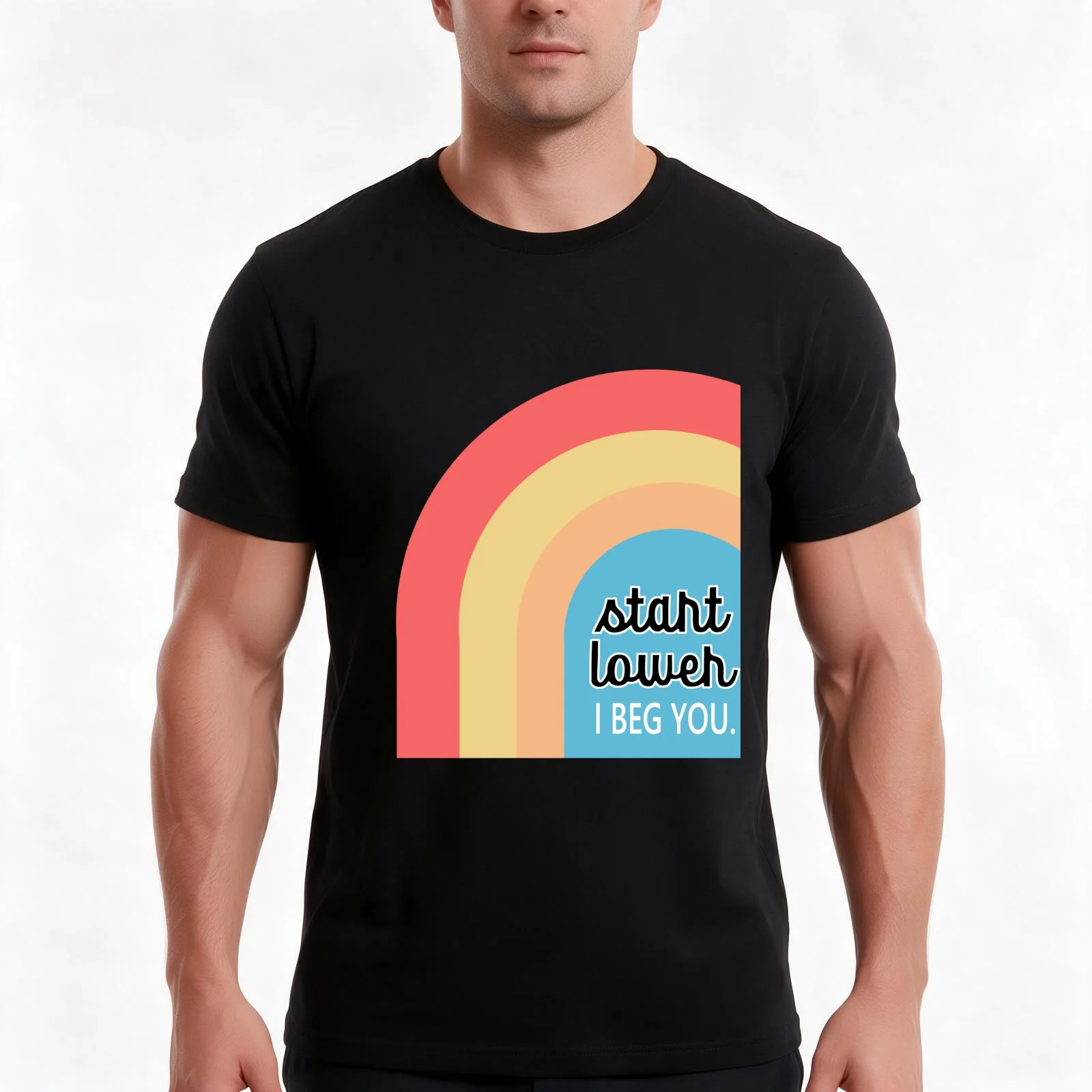 Start lower, I beg you. Game Changer Quote T-Shirt, Summer Casual Cotton Tee, Oversized Streetwear Tops, Vintage Graphic Print