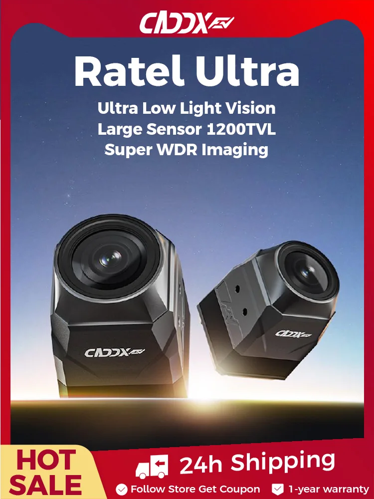 CADDXFPV Ratel Ultra Analog FPV-Kamera 1500TVL Starlight Nachtsicht Super WDR 125 Grad Weitwinkel OSD für FPV-Renndrohnen