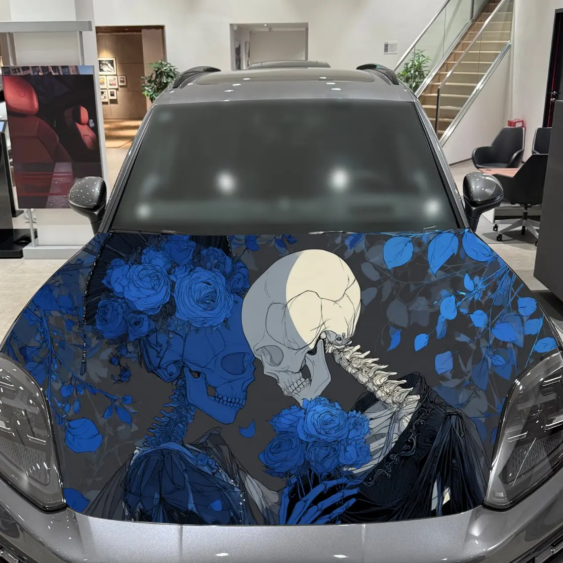 Picture 6: Magical Blue Skeleton Couple Car Cover Sticker, Auto Hood Decal, Car Exterior Scratch Resistant Decal, Trendy Gift for Car Lover