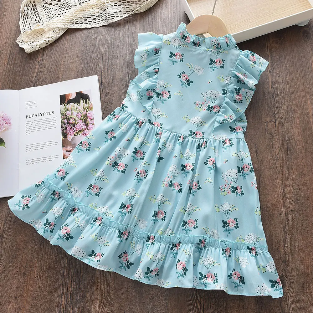 Bear Leader Girls Princess Dresses New Fashion Baby Girl Summer Sleeveless Costumes Kids Ruffles Sweet Clothes Fancy Suits 3-7Y