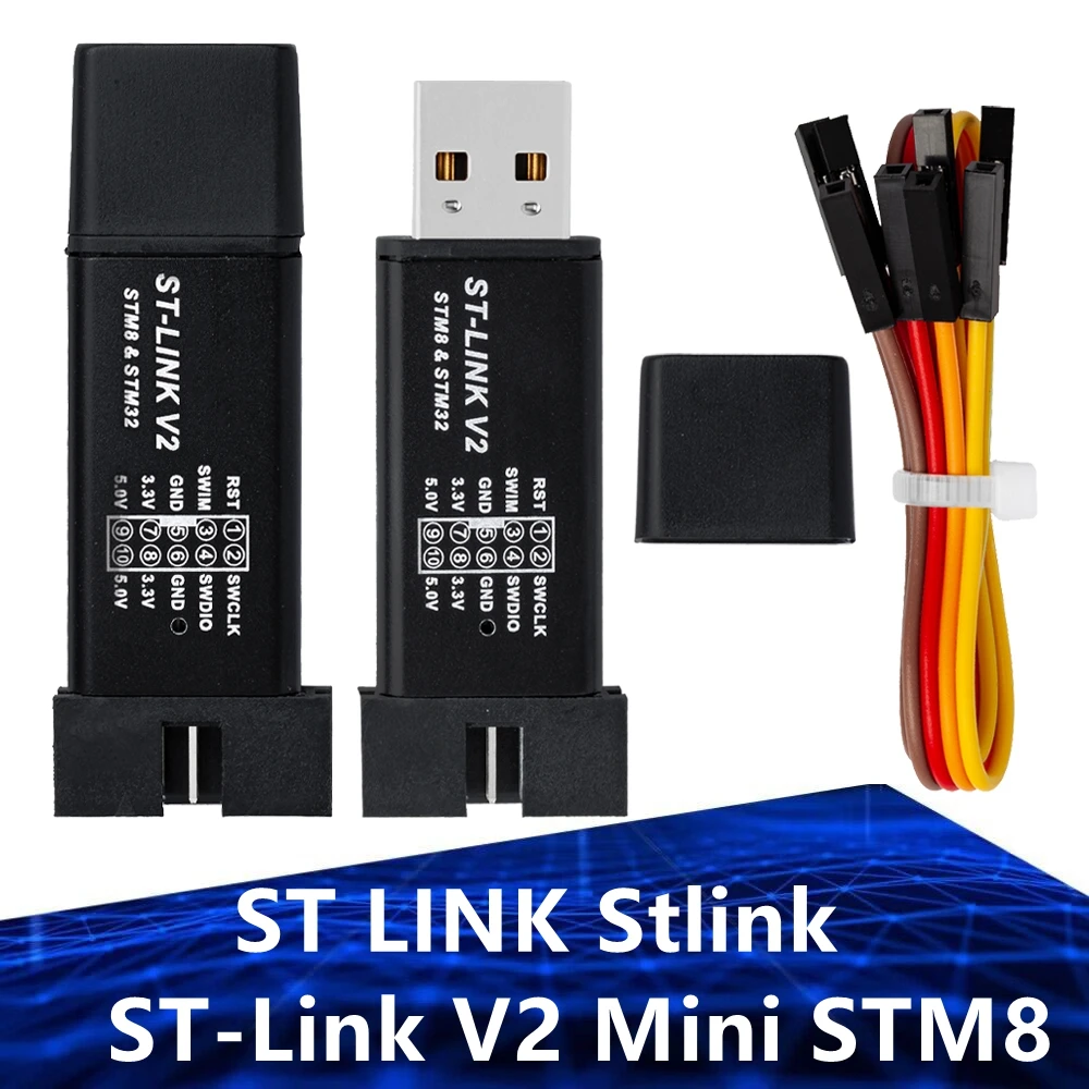 1PCS EGBO  1Set ST LINK Stlink ST-Link V2 Mini STM8 STM32 Simulator Download Programmer Programming With Cover DuPont Cable