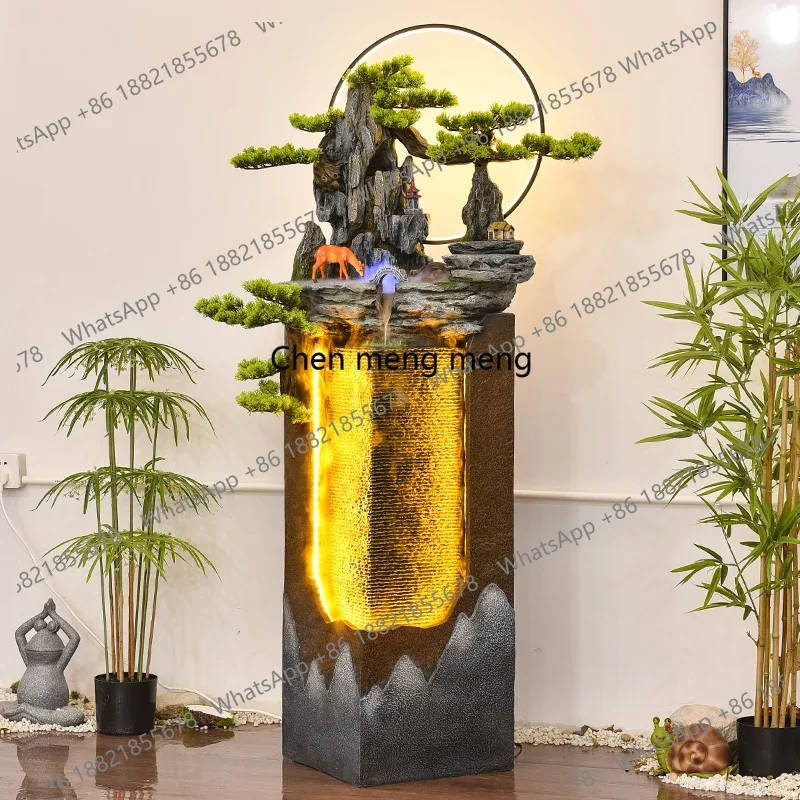 G153 New Chinese rockery circulating water curtain wall floor-to-ceiling water feature entrance corner decoration ornament