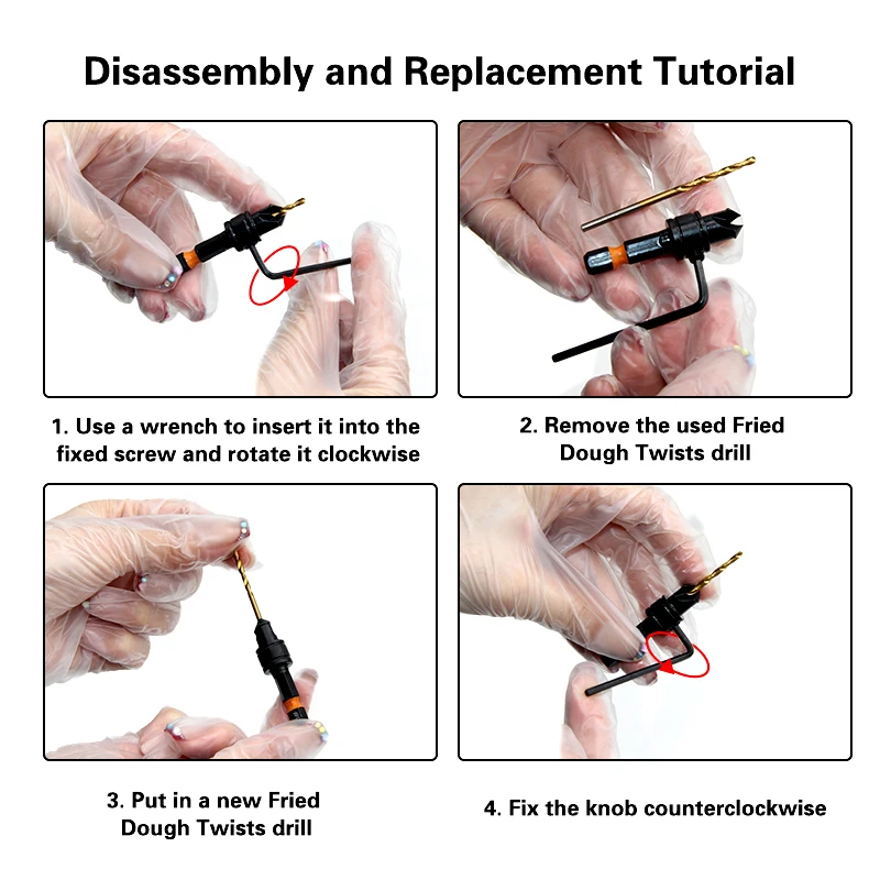 HSS hexagonal countersunk drill bit twist drill screw cap double slot double-edged drilling position integrate woodwork tool