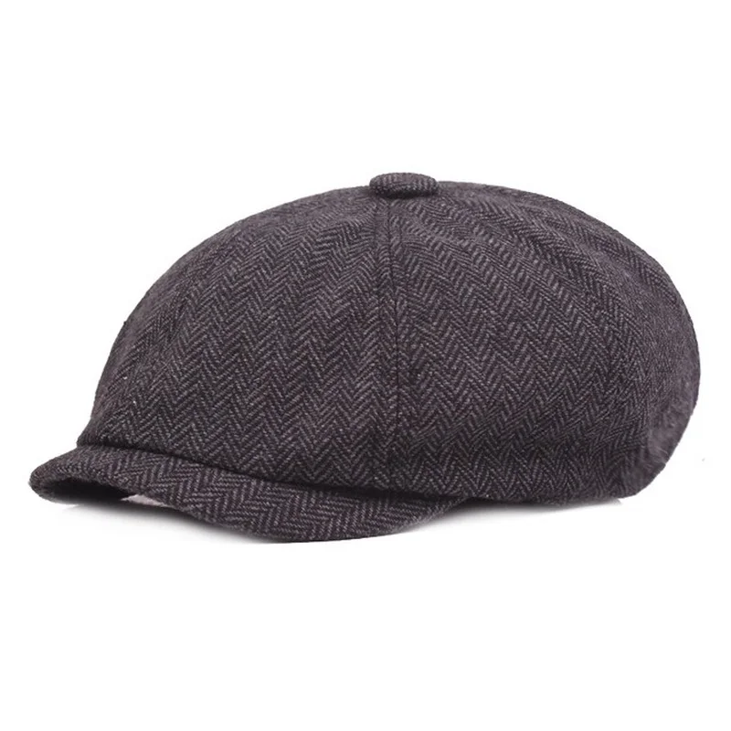 Wool Newsboy Caps Men Herringbone Flat Caps Gatsby Cap Woolen Driving Hats Vintage Inspired Hat Winter Peaky Blinders