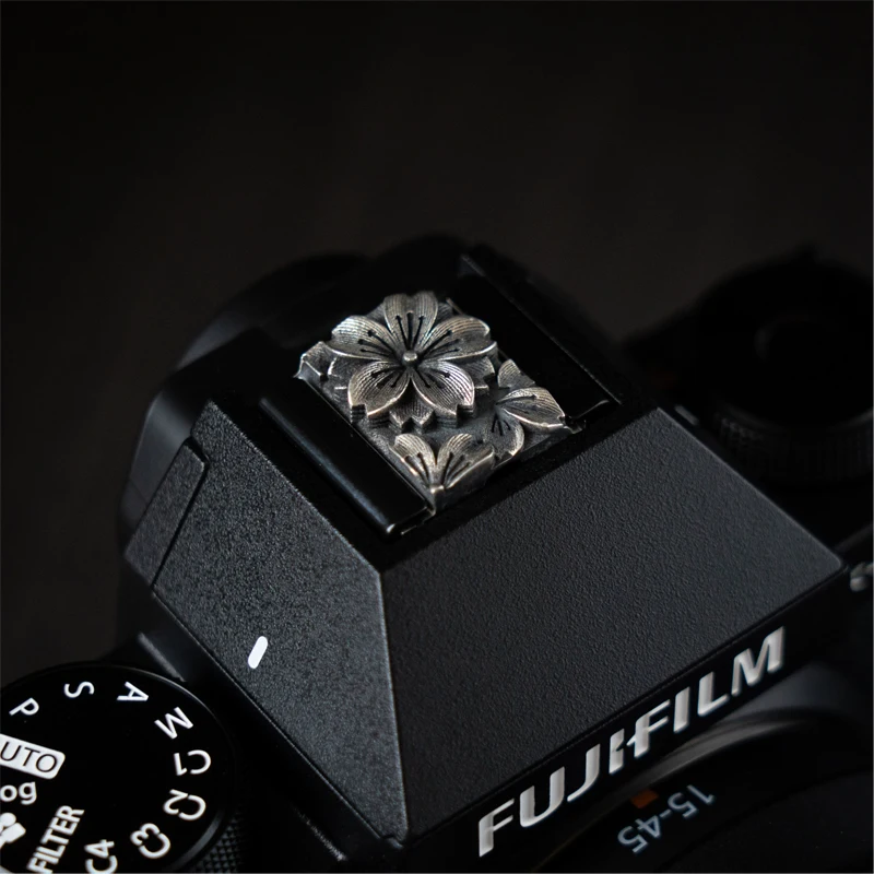 

YUWOOD Кнопка затвора вишневого цвета и чехол для горячего башмака ручной работы из стерлингового серебра для камер Fujifilm и Leica