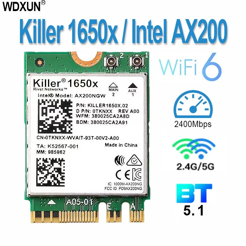 

Intel killer 1650X dual band 2400M Bluetooth 5.1 notebook or desktop Gigabit wireless network card transcend AX200 support win11