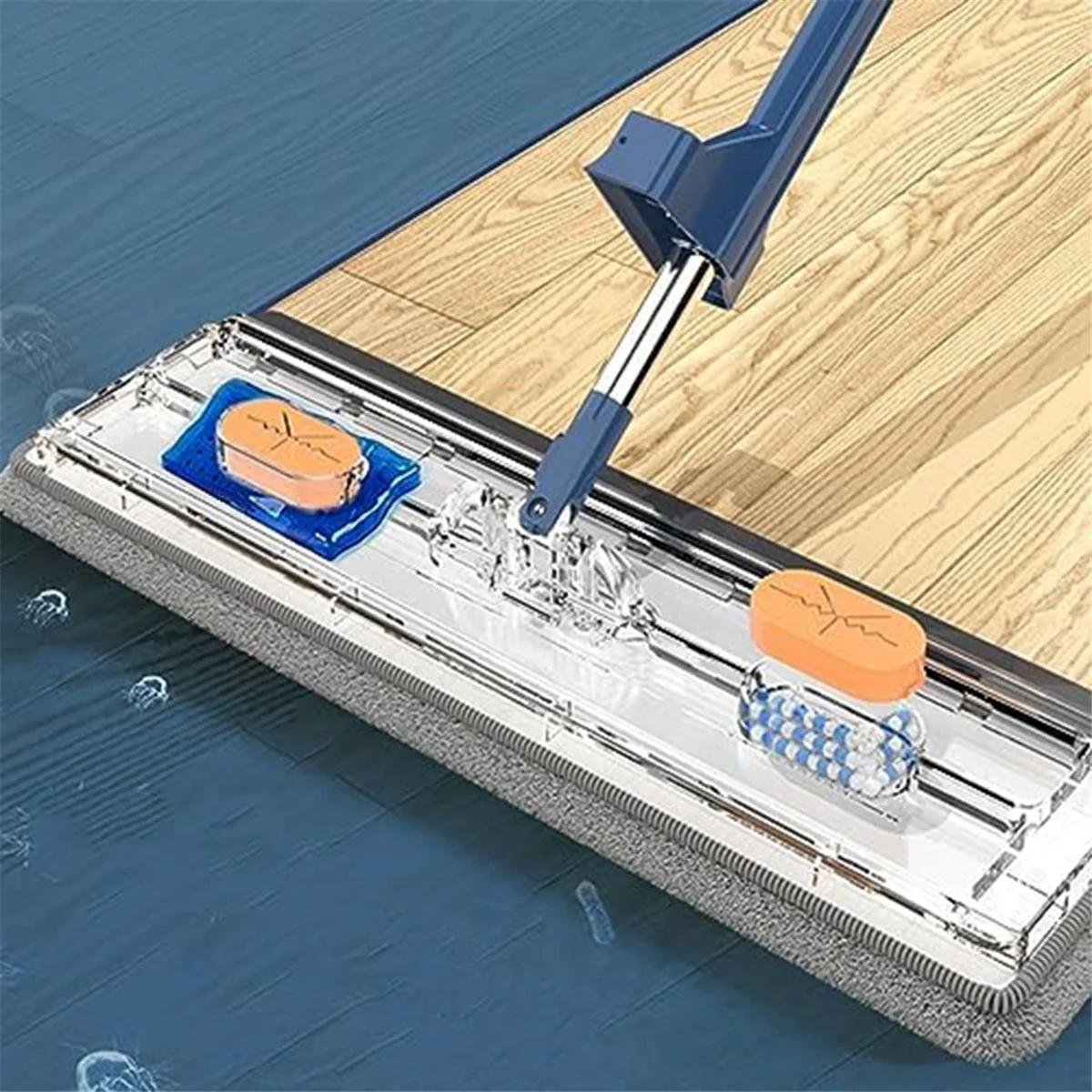 NOCM Mop, Hands-Free Floor Mop Microfiber Mop 42cm Dust Mop for Home Cleaning, Suitable for Hardwood, Laminate, Tile