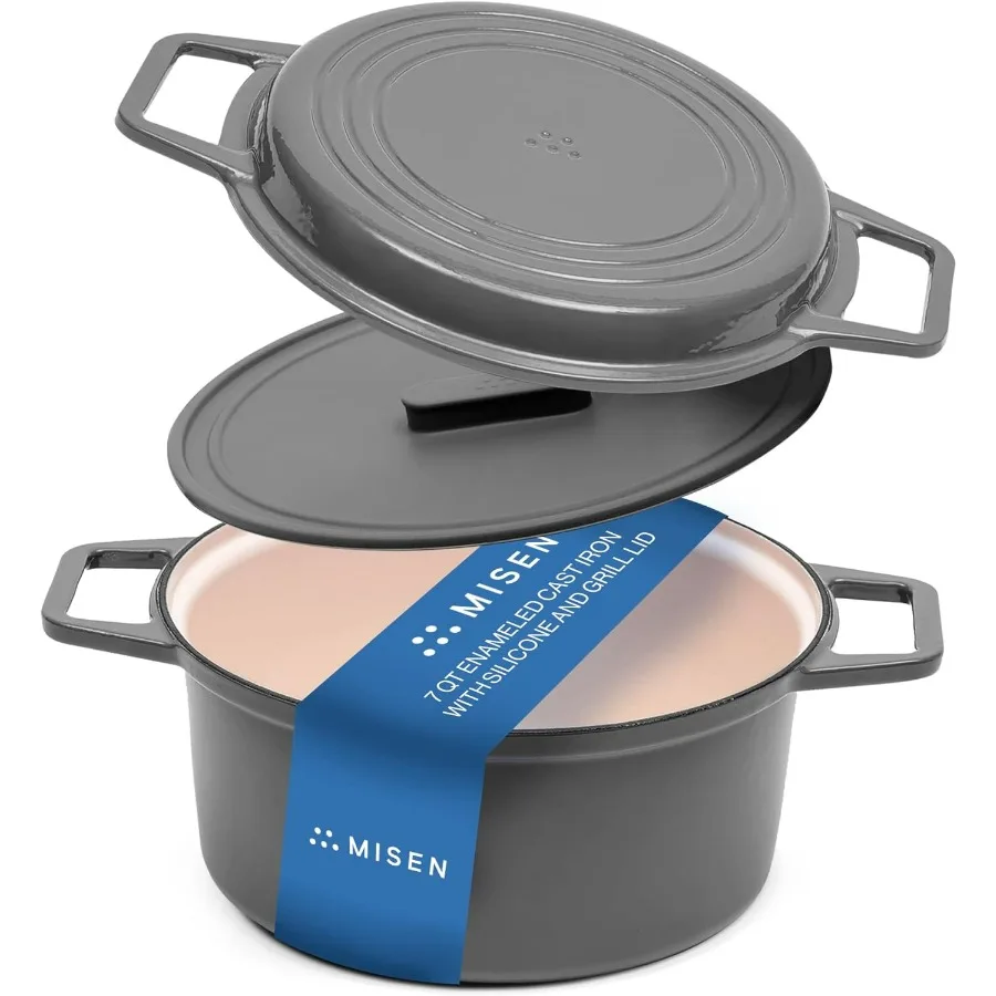 

7-летняя эмалированная чугунная голландская печь — устойчивое к сколам эмалированное покрытие — толстый железный сердечник для сохранения тепла — большая кухонная поверхность