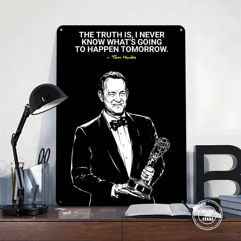 Tom Hanks With Emmy Award Personalized 3D Textured Metal Poster Wall Art Tinplate Sign for Luxury Decoration Home Decor Items