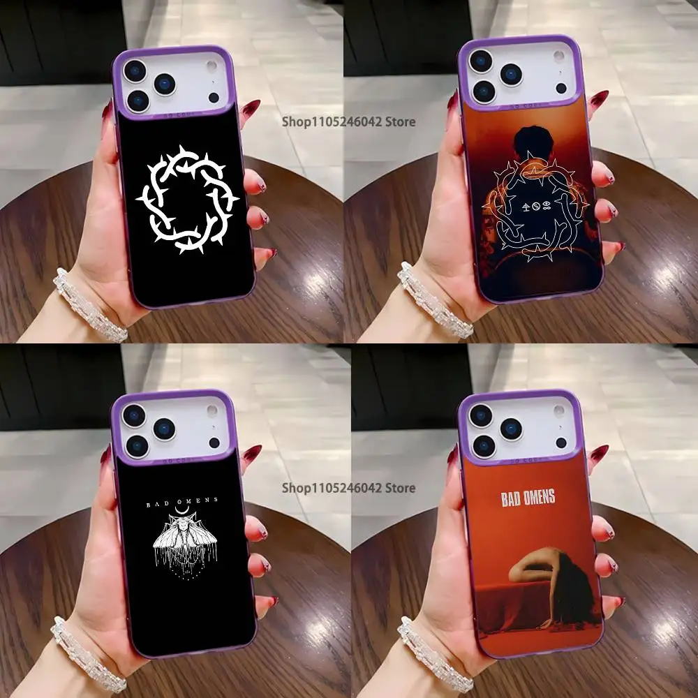 

Band Bad Omens For iPhone 17,16,15,14,13,12,11,Mini,Pro,E,SE4,XS,MAX Purple Shockproof Candy Matte Cover