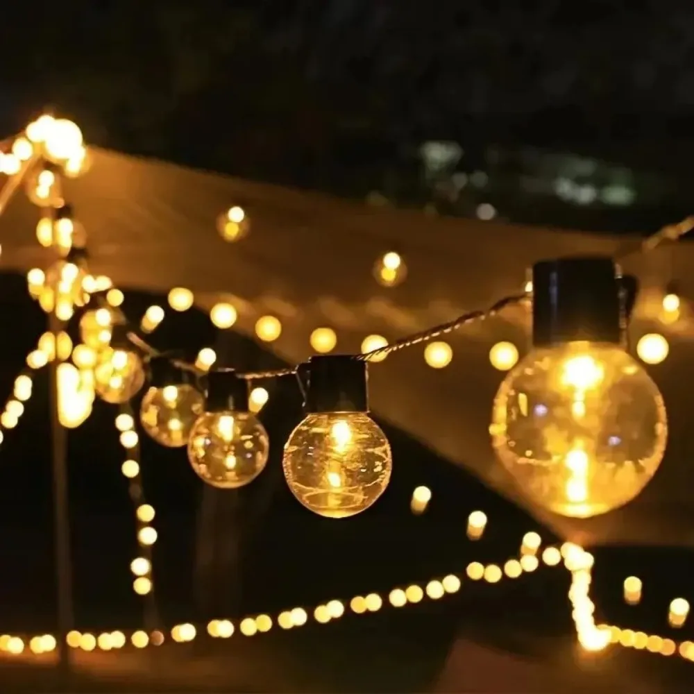 1PC 10/20LED Solar Light String, Outdoor Courtyard Waterproof G40 Spherical Light, Suitable For Garden Wedding Party Decoration