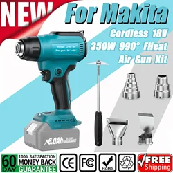 Cordless Hot Air Gun For Makita 18V 20V BL1830 Battery 350W Rated 990°F Hot Air Gun Kit Shrink Wraping Convenient Power Tool