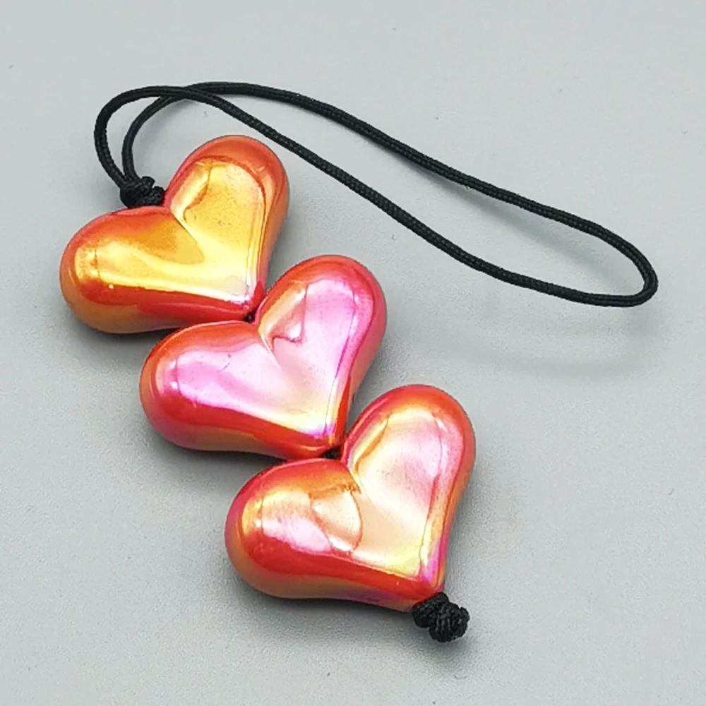 Phone Charm Strap Heart Shape Shiny Glossy Glazed Beads Cellphone Landyard Keycord