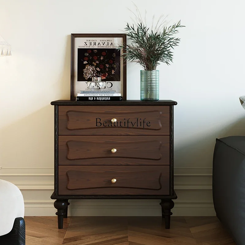 

01American solid wood retro three-bucket cabinet, living room, bedroom storage, household wall storage, entrance cabinet