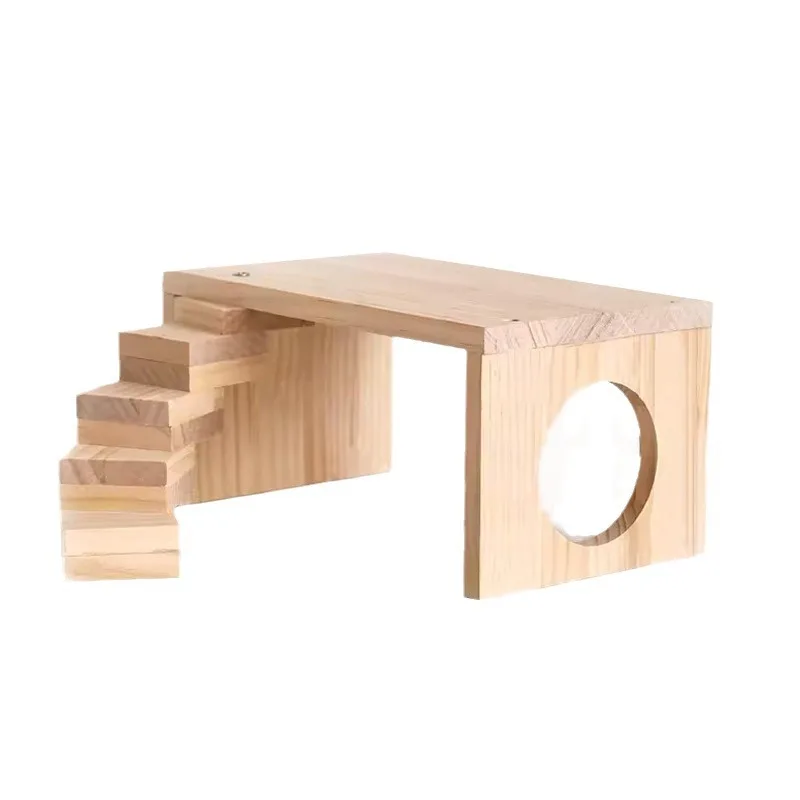 Pet Home Solid Wood Rutin Chicken Hamster Rotating Ladder Small Table Platform Landscape Props Toy Decoration Supplies