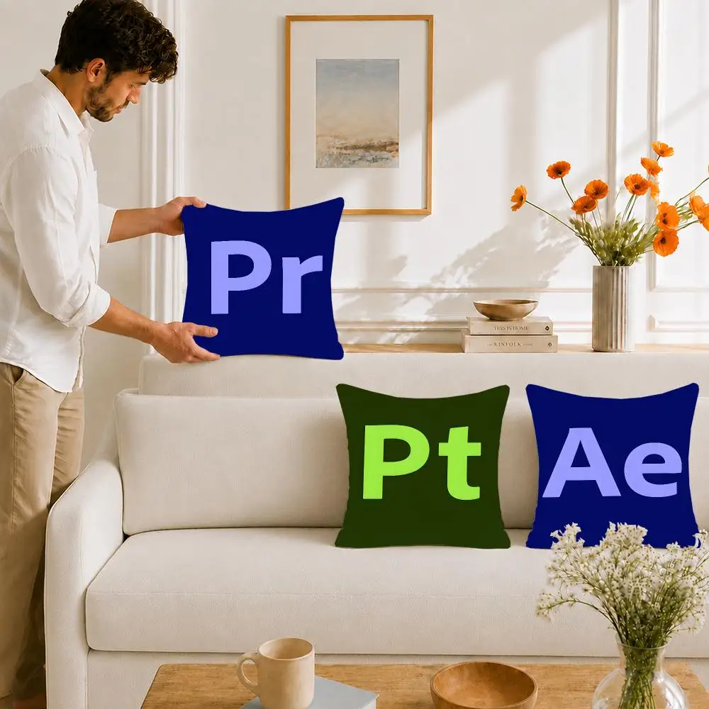 Icon Design App Logo Cushion Cover Portable floor cushion for travel Yoga Minimalist text 2way tricot