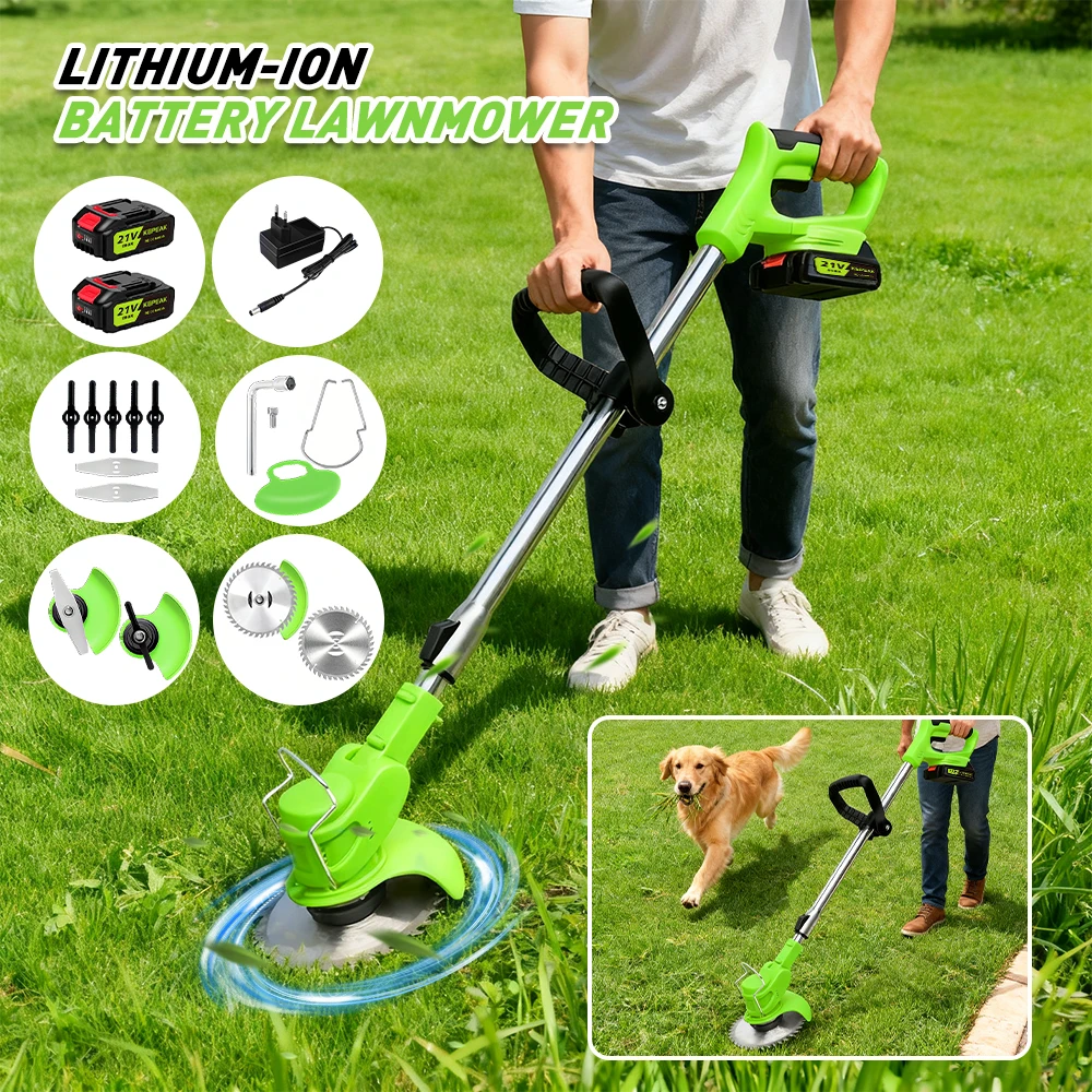 

Cordless Electric Weed Eater Lawn Edger Grass Trimmer with 2 Batteries,Lightweight Handheld Weed Wacker for Garden Yard Lawn