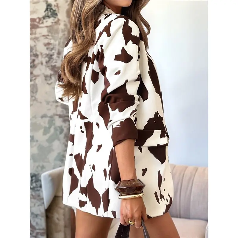 سترة CYL-Women's مطبوعة بأكمام طويلة وياقة على شكل طية صدر السترة #4