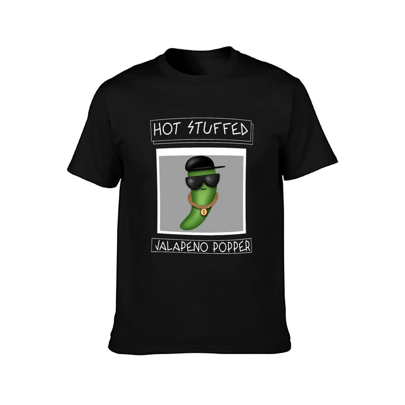 Hot Stuffed BBQ Jalapeno Popper T-Shirt, Summer Casual Cotton Tee, Oversized Streetwear Tops, Vintage Graphic Print, 100% Cotton