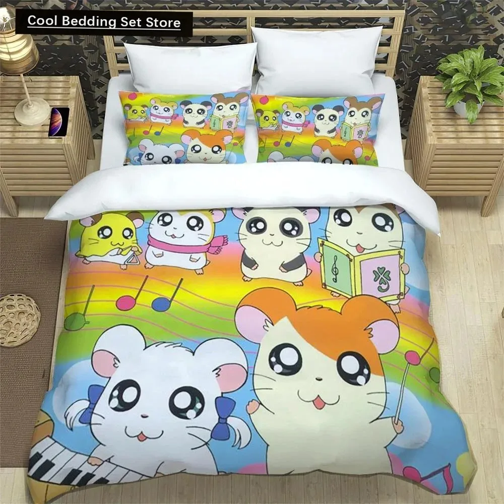 3D Printing Cartoon Lovely Hamtaro Bedding Set Duvet Cover Pillow Set Birthday Gift Children quilt cover Bedding Home Textiles