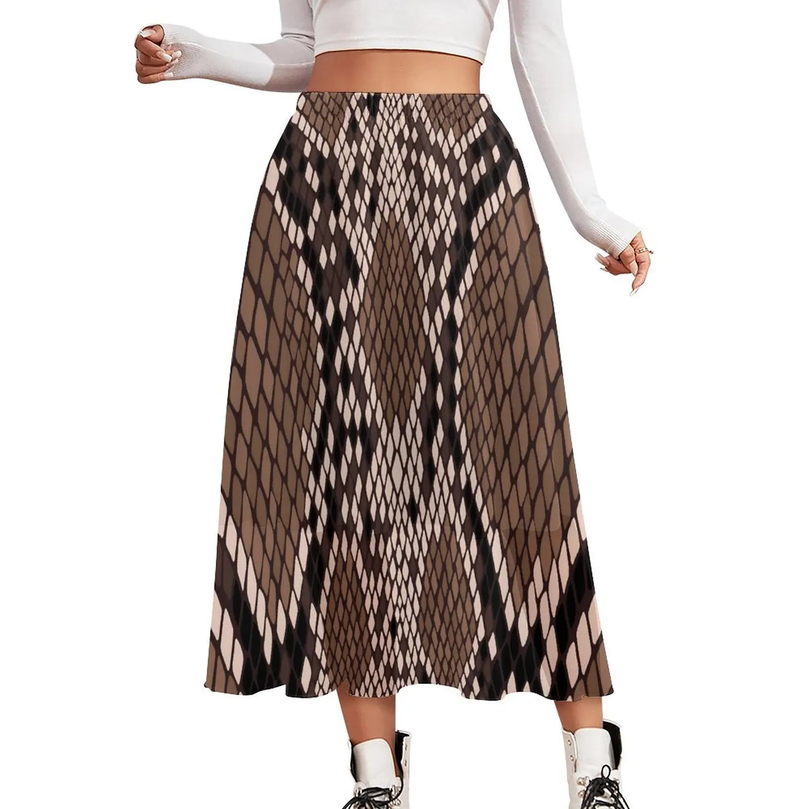 

Textured Snakeskin Chiffon Skirt Abstract Animal Streetwear Casual Skirts Woman Cute A-line Skirt Graphic Clothing Birthday Gift