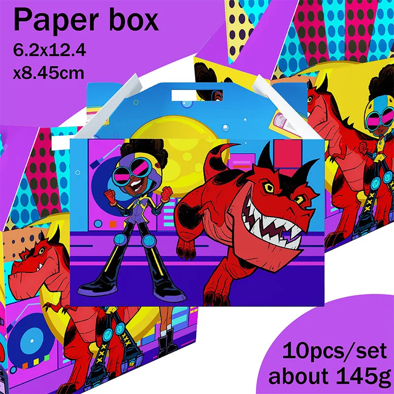 

10pcs MOON GIRL AND DINOSAUR Candy Boxes for Kid Birthday Decor Supplies Party Favor Boxes Shower Candy Box Paper Small Cake Box