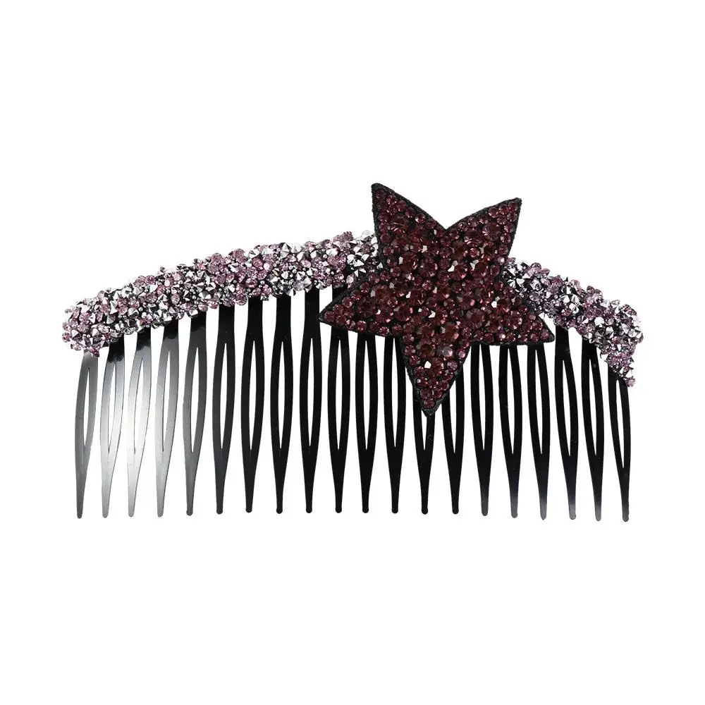 مشط شعر على شكل نجمة خماسية من حجر الراين على شكل نجمة أسنان أكريليك حامل شعر إضافي غير مرئي أمشاط ثابتة حامل شعر إضافي غير مرئي #1