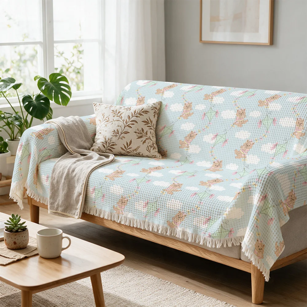 Decorative Sofa Throw Blanket Cover Couch Cushion Indoor Decor Cozy Pastel Spring Summer Throws for Living Room Home Accent Piec