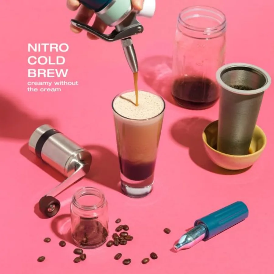 1L Nitro Coffee Maker, Aluminum Nitro Cold Brew Coffee Maker with Nitro Diffuser Nozzle and Cold Brew Pitcher for Making Nitro