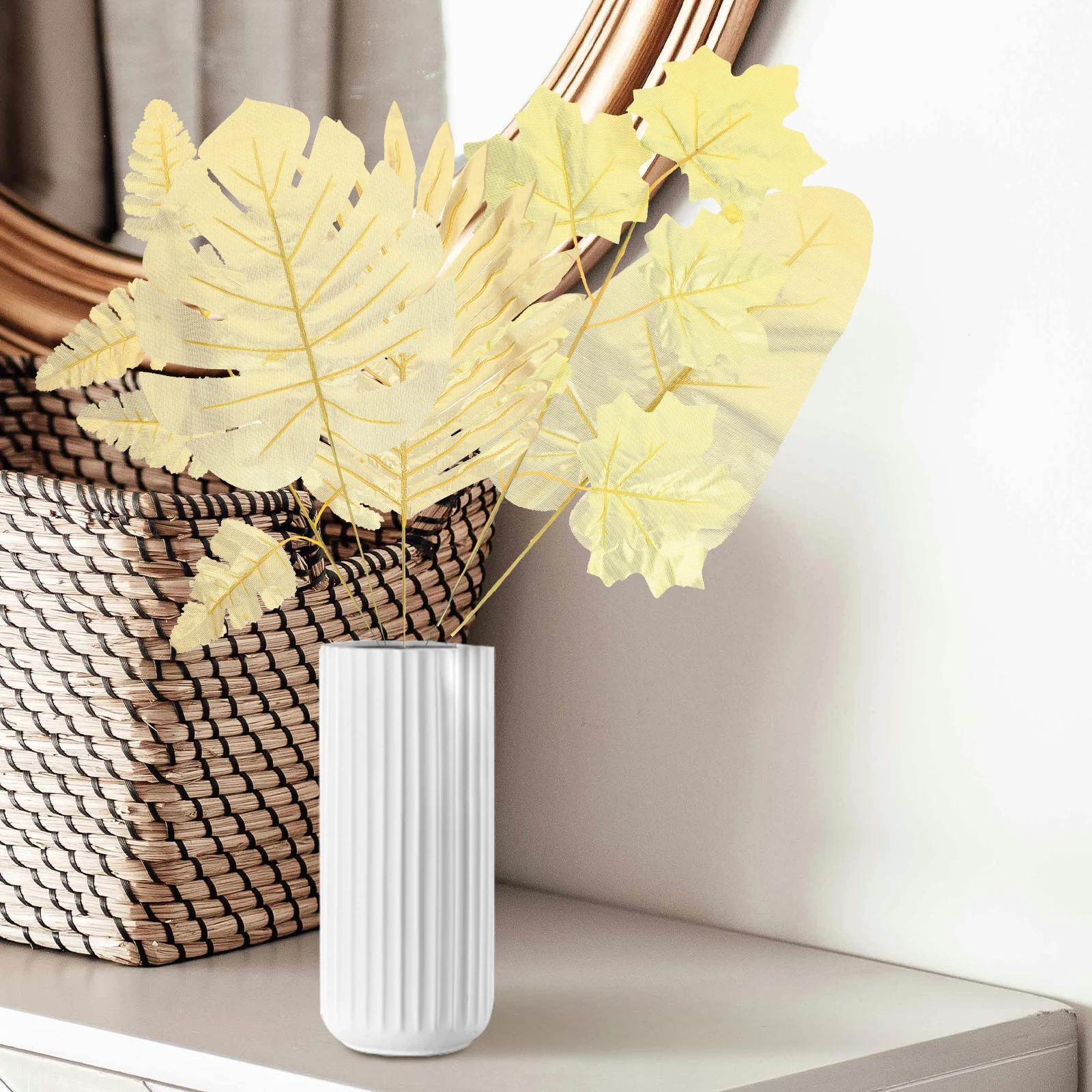 

25pcs Artificial Golden Monstera Leaves Faux Tropical Wedding Home Decoration Gold Leaf Ornaments Longlasting Beach