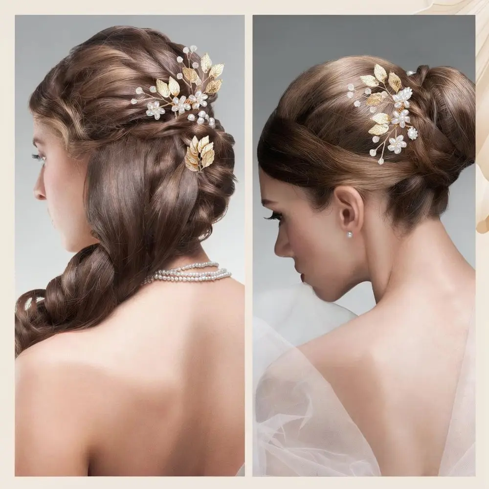 Elegant Handmade Pearl Flower Hair Pin Accessory Bridal Headpiece For Wedding Prom Party Luxury Hair Styling Tools Decor