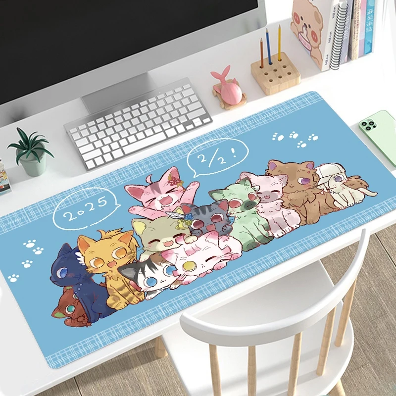 VIKAMA Cute Cartoon Kitten Family Mouse Pad Desk Mat Non-Slip Waterproof Desktop Rug Texas Hold'em Poker Mat