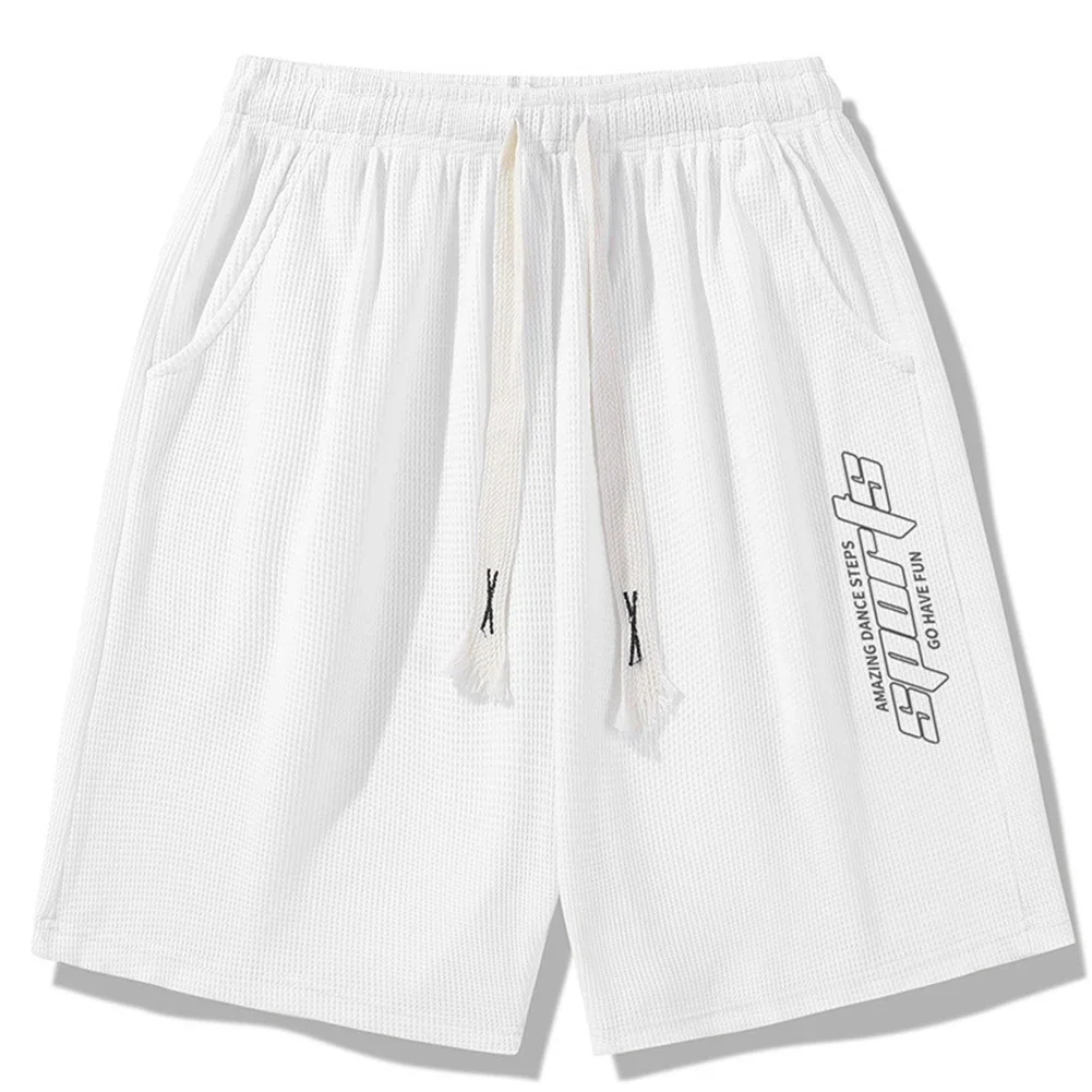 

Men Sports Thin Quick Dry Short Pants Fashionable Waffle Style Drawstring Shorts