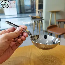 1pc Stainless Steel Deepen Tablespoons Soup Ladle Short Handle Large Ramen Bouillon Spoon Kitchen Tableware Cooking Utensils
