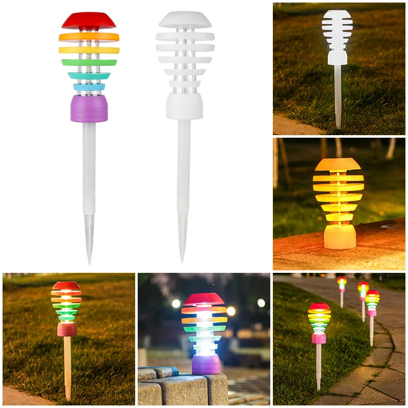 

Led Solar Pathway Lamps Waterproof Round Bulb Rainbow Bowling Ball Ground Light Outdoor Solar Lawn Light for Garden Courtyard