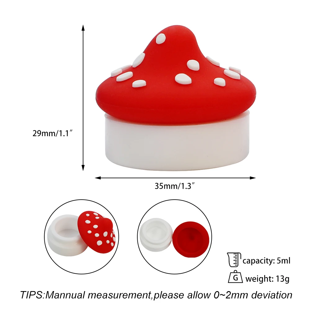 10 PCS 5ml Hallucinogenic Mushroom Design Silicone Container Makeup Cream Case with Lid NonStick Slicks Home Accessories