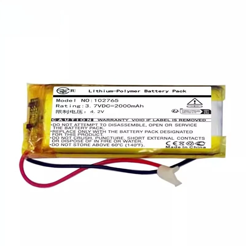 High Quality Brand New 102765 3.7V 2000mAh Replaceable Battery for AiRide G5Pro G6 Motorcycle Helmet Dash Cam Earphone Battery