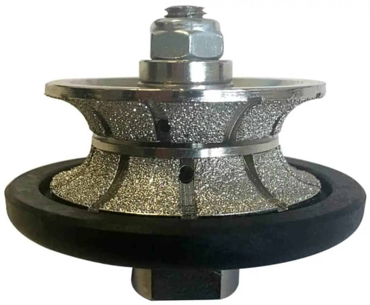

1-1/2" Full Bullnose Diamond Hand Profile Wheel for Granite, Marble, and Stone, 40/50 Grit, Shape V, 5/8"-11 Arbor