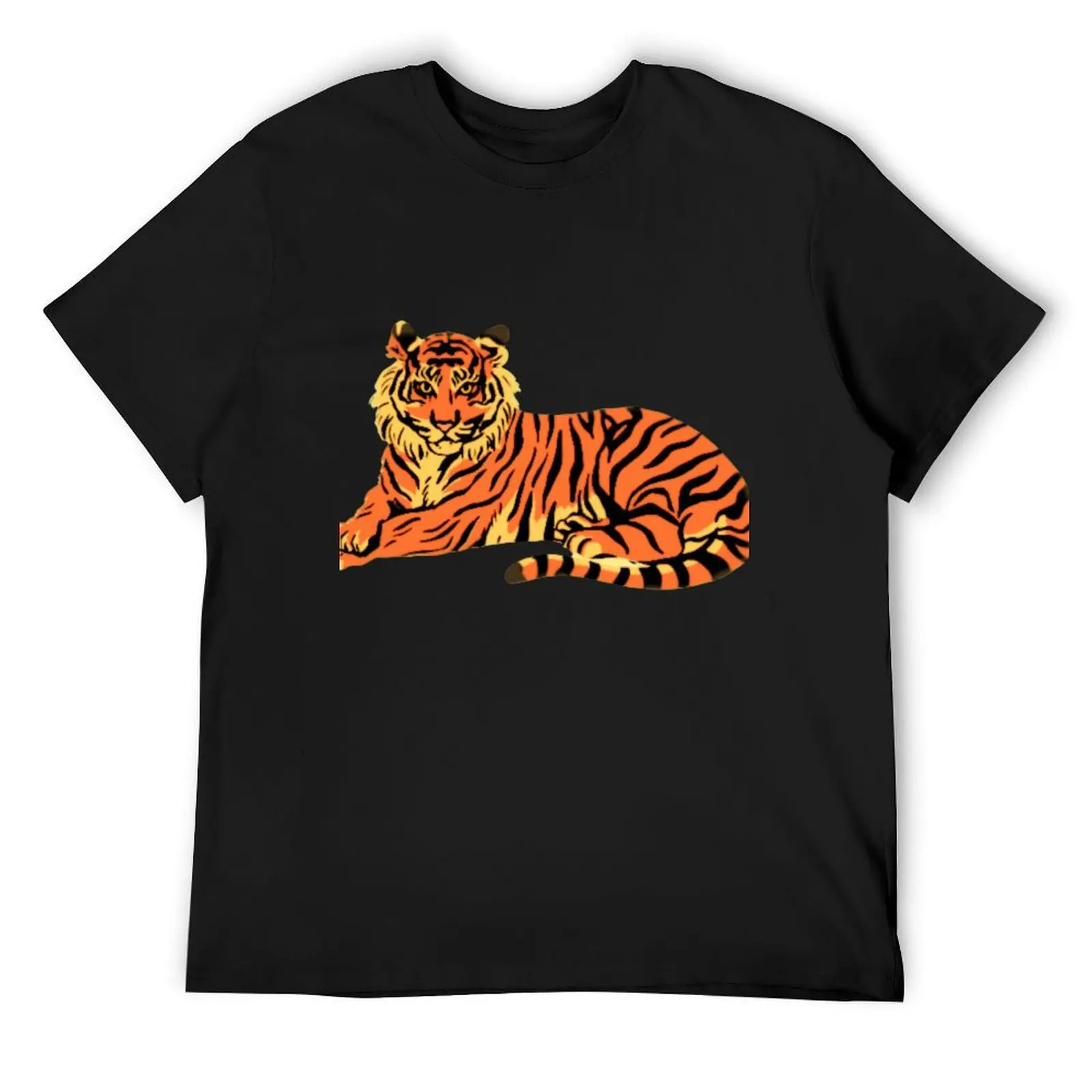 Sitting Tiger T-Shirt oversized graphic tee summer top mens funny t shirts