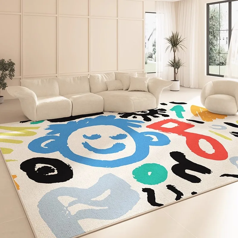 

Carpet for Living Room Creative Colorful Graffiti Print Bedroom Rug Light Luxury Art Ins Style Home Decoration Coffee Table Mats